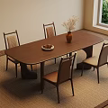 Modern Solid Wood Dining Table Set With Four Upholstered Chairs For Cozy Home Dining Space