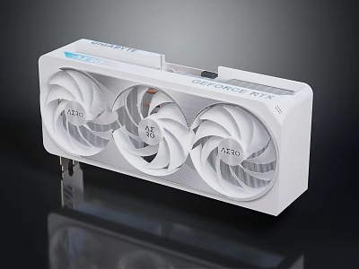 White GeForce RTX Graphics Card With Three Cooling Fans And Modern Design 3d model