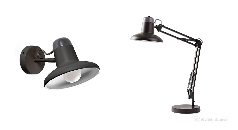 Black Wall Lamp and Table Lamp Combination with Adjustable Arm and Modern Design 3d model 