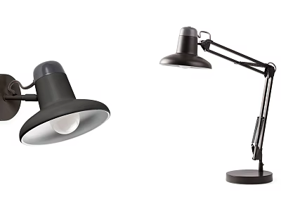 Black Wall Lamp and Table Lamp Combination with Adjustable Arm and Modern Design 3d model