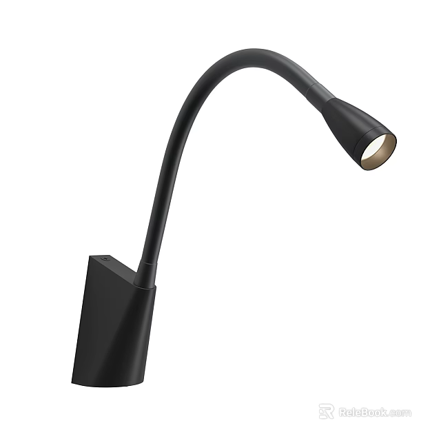 Modern Black Curved Arm Adjustable Wall Lamp with Sleek Design 3d model