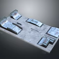 Modern Urban Skatepark Featuring Concrete Surface Different Shaped Ramps And Platforms