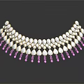Elegant Decorative Metal Accessory With Purple Beads And Heart Shaped Pendants