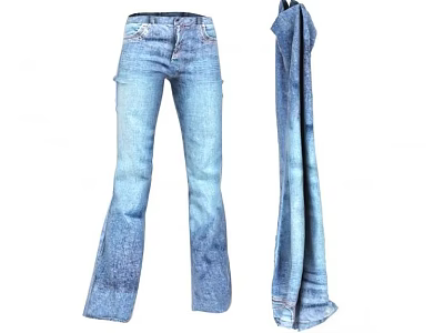 Fashionable Blue Flared Jeans Featuring Comfortable Fit And Classic Casual Design 3d model