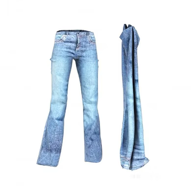 Fashionable Blue Flared Jeans Featuring Comfortable Fit And Classic Casual Design 3d model