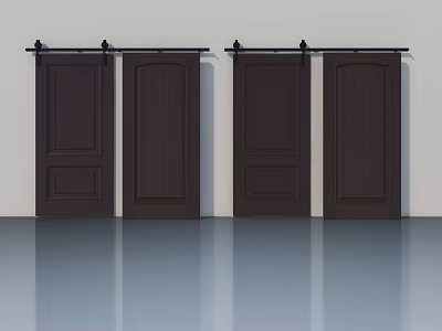 Four Modern Wooden Hinged Doors With Sliding Rail For Interior Spaces 3d model