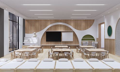 Modern classroom kindergarten interior 3d model