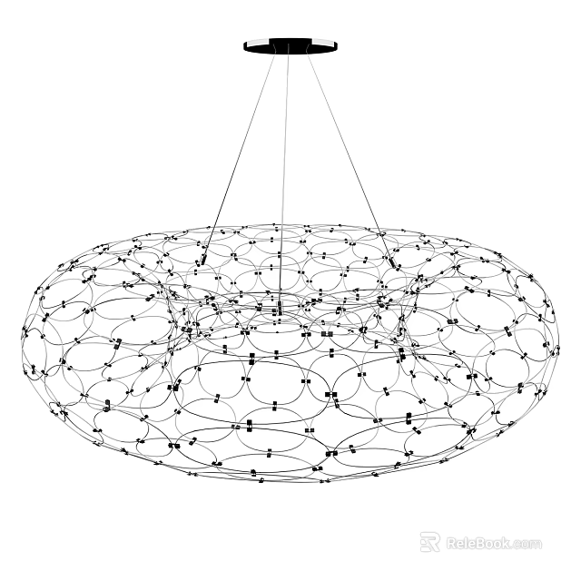 Modern Circular Net Like Wire Structure Chandelier For Artistic Interior Lighting Design 3d model 