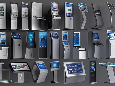 Smart Machines Various Self Service Terminal Designs With Interactive Touchscreens And Modern Styles 3d model