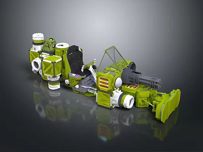 Futuristic Green Mechanical Structure With Interconnected Modules And Industrial Design Elements 3d model