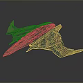Futuristic Interstellar Spaceship With Streamlined Green Beige Aerodynamic Design For Cosmic Exploration