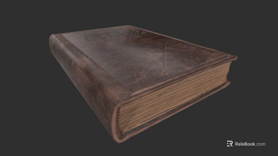 Vintage Old Book With Leather Cover And Worn Antique Pages Design 3d model 