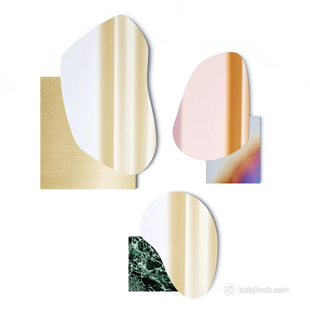 Modern Decorative Mirror Collection With Various Shapes And Metallic Accent Frames 3d model