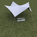 Modern Black and White Tensile Membrane Structure on Green Grassland with ZTG Sign