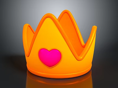 Orange Crown Sculpture With Pink Heart Decoration And Artistic Design 3d model