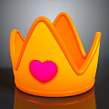 Orange Crown Sculpture With Pink Heart Decoration And Artistic Design