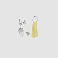 Bathroom Accessories With Toothbrush Holder Soap Dispenser Towel Ring Toilet Paper Holder And Yellow Towel
