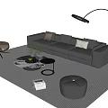 Sofa Coffee Table Combination Multi-person Sofa Coffee Table Single Casual Chair Lazy Sofa Metal Floor Lamp Side Table Jewelry Ornaments 3d model