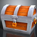 Wooden Treasure Chest With Metal Trim Orange Lock And Metal Rings