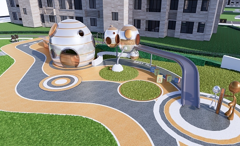 Modern children's play area children's amusement park 3d model