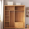 Minimalist Wooden Wardrobe Interior With Double Door Design And Light Wood Tone