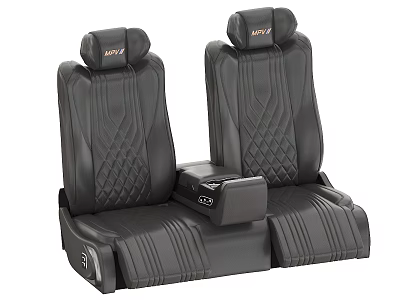Premium Black Car Seats With Diamond Stitching And NOX Logo Armrest Console 3d model