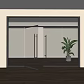 Modern Glass Double Doors Interior Design With Potted Plant And Wooden Floor