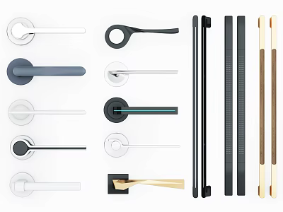 Various Modern Handle Designs with Different Shapes Materials and Colors 3d model