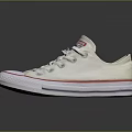 White Converse All Star Classic Low Top Canvas Shoes With Red Accents