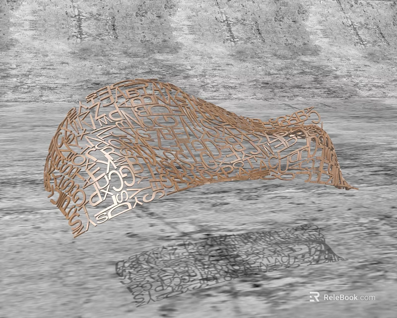 Golden Lace Like Mesh Decor With Irregular Shape On Gray Background 3d model 