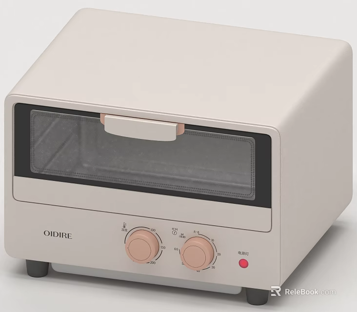 Modern White Toaster Oven Kitchen Appliance With Transparent Window And Knob Controls 3d model 
