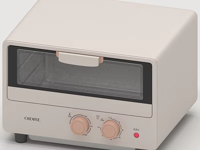 Modern White Toaster Oven Kitchen Appliance With Transparent Window And Knob Controls 3d model