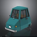 Turquoise Small Cartoon Style Car With Windshield Doors And Vibrant Design