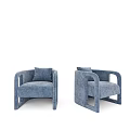 Two Modern Blue Single Sofas with Armrests and Comfortable Sleek Design 3d model