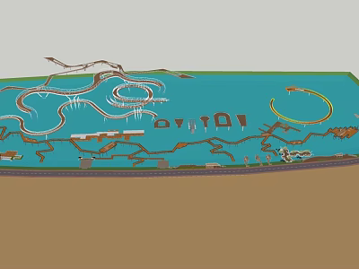 Road Infrastructure Design Including Curved Roads Multiple Lanes And Traffic Facilities 3d model