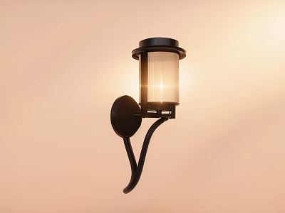 Black Wall Mounted Illuminated Lamp With Transparent Lampshade And Soft Light 3d model