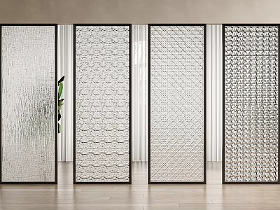 Modern Glass Room Dividers With Various Textured Designs For Interior Decor 3d model