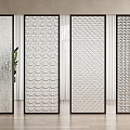 Modern Glass Screen Carved Glass Frosted Glass Partition Wire Glass Carved Glass Screen Frosted Glass Partition 3d model