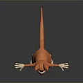 3D Cartoon Kangaroo Character with Orange Fur White Belly Big Ears and Blue Eyes Standing
