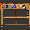 Wooden Children's Desk With Colorful Doodles Numbers Letters And Schoolbag