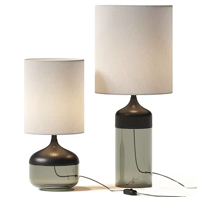 Modern Table Lamps With Fabric Shades And Black Glass Bases For Home Decor 3d model