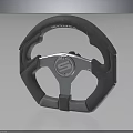 Modern Car Steering Wheel Featuring Gray Design And Central Logo Elements 3d model