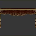Classic Ornate Dining Table With Red Tabletop And Golden Carved Legs