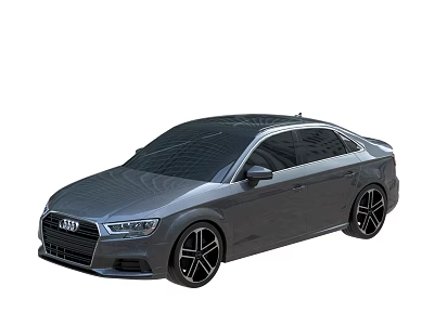 Gray Audi Four Door Sedan With Modern Design And Black Alloy Wheels 3d model