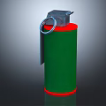 Green And Red Cylindrical Hand Grenade With Metal Pin And Top Military Weapon