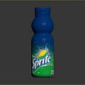 Sprite Blue Bottle With Lemon Design Refreshing Carbonated Drink On Dark Surface