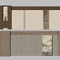 New Chinese bedside background wall Tearhouse background wall 3d model