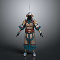 Man Wearing Ancient Decorative Armor With Metal Details And Traditional Design