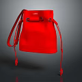 Fendi Red Drawstring Leather Bag With Adjustable Straps And Brand Logo