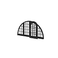 Black Arched Casement Windows With Wooden Frame And Multiple Glass Panes